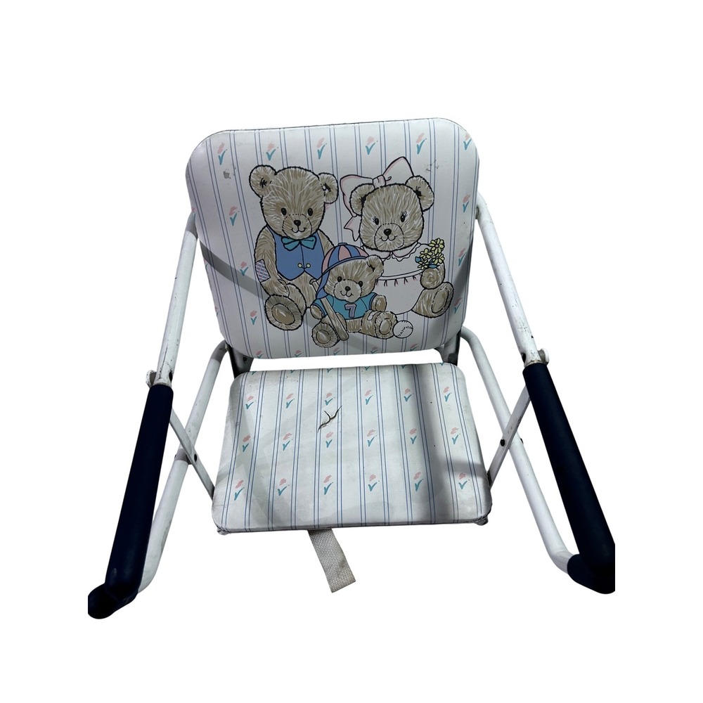 Graco Tot-Loc Hook-On High Chair Kids Vintage Teddy Bear Blue White Striped